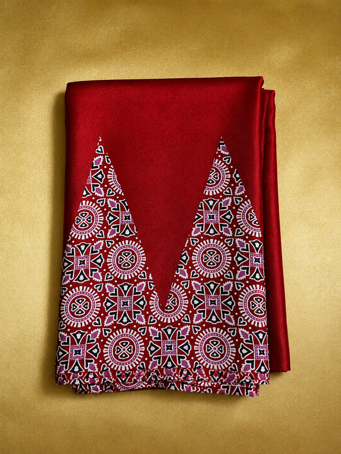 Ajrakh Modal Silk Saree – Temple Design Collection - Image 3