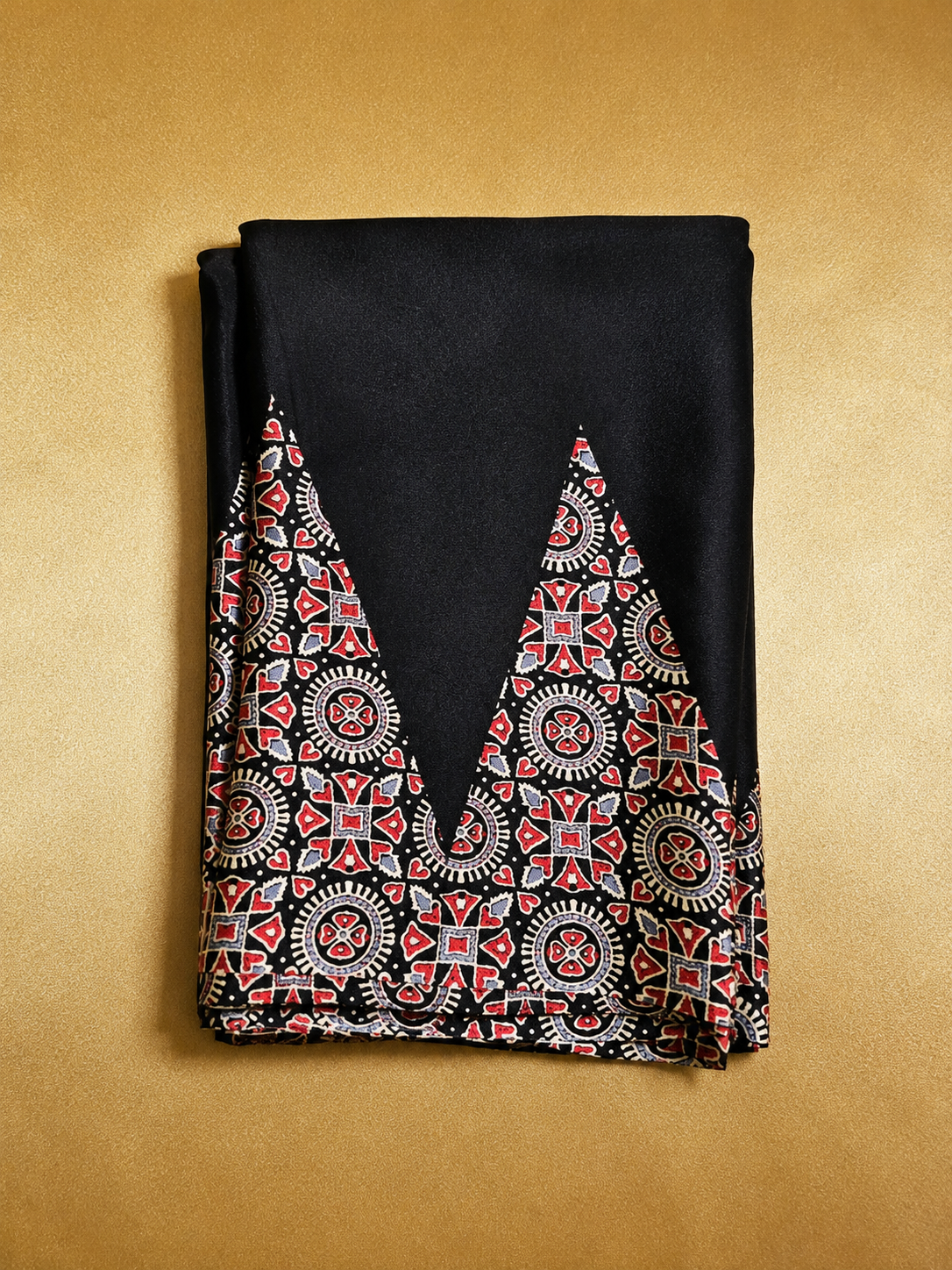 Ajrakh Modal Silk Saree – Temple Design Collection - Image 6