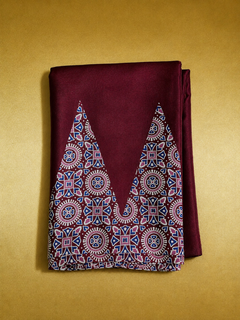 Ajrakh Modal Silk Saree – Temple Design Collection