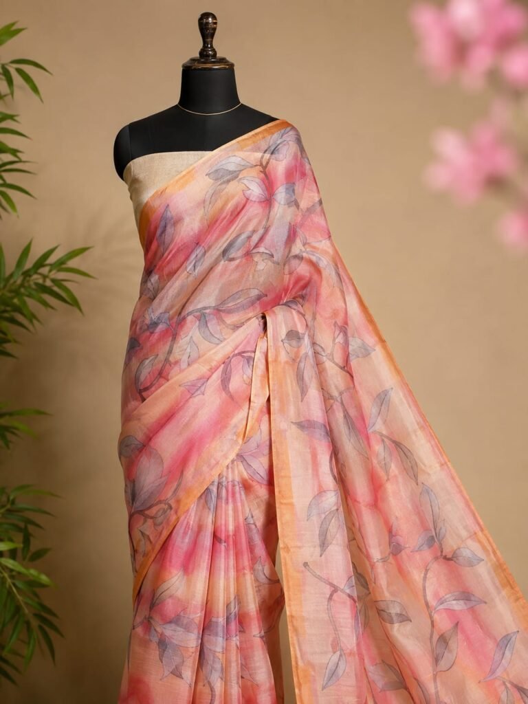 Leaf Georgette Lace Work Saree