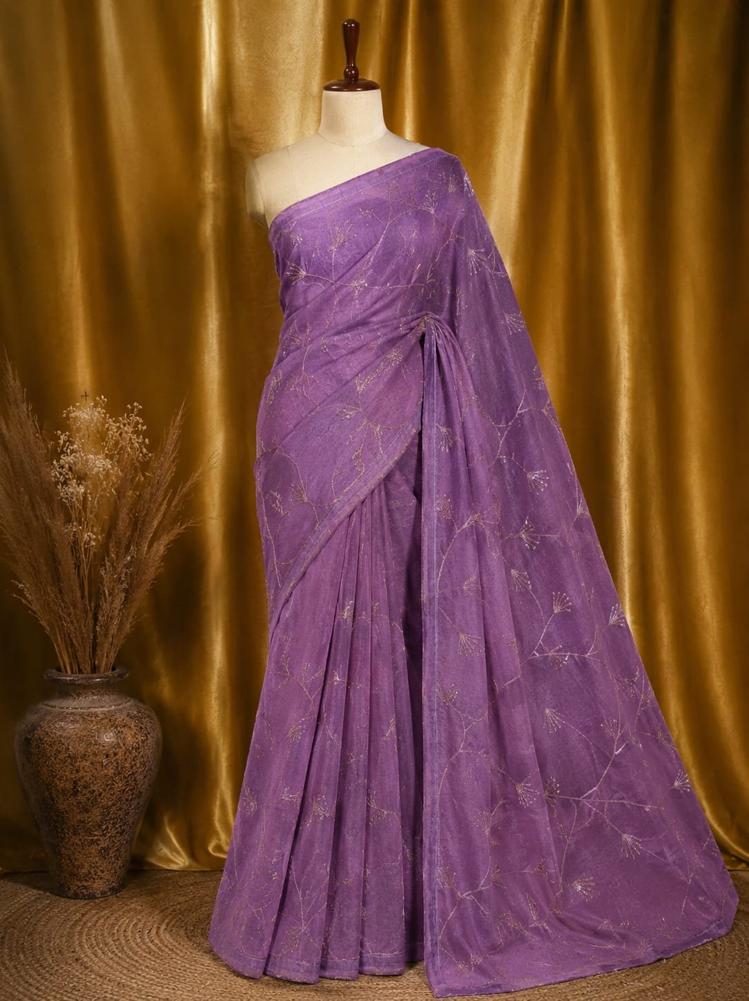 Organza Sequinned Work Saree - Image 11