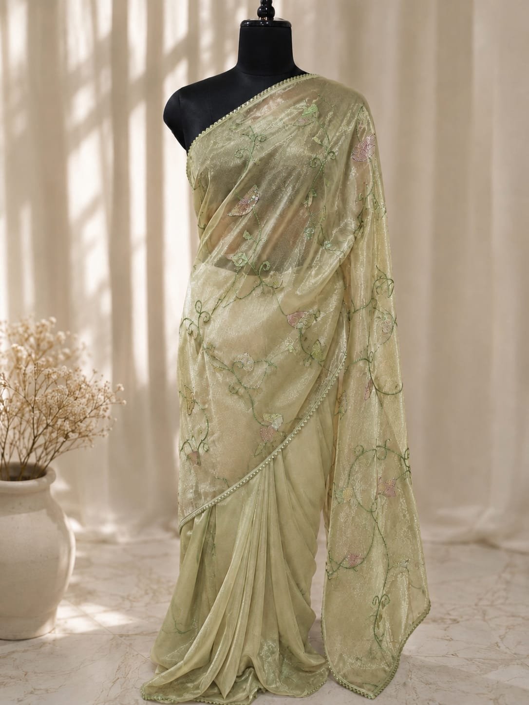 Organza Sequinned Work Saree - Image 7