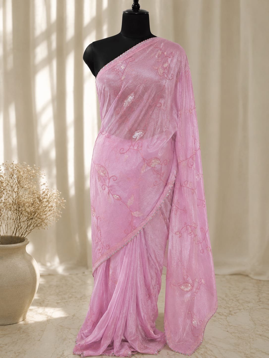 Organza Sequinned Work Saree - Image 9