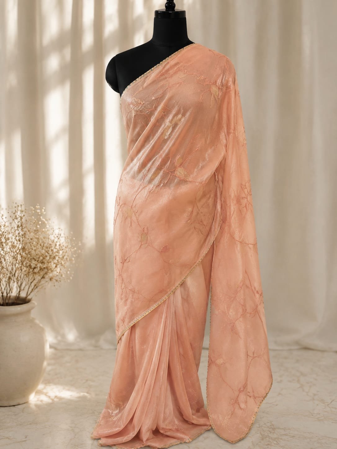 Organza Sequinned Work Saree - Image 8