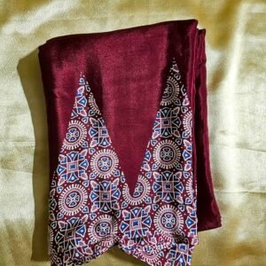 Ajrakh Modal Silk Saree – Temple Design Collection