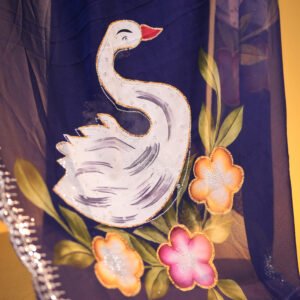 Swan Georgette Digital Handwork Print