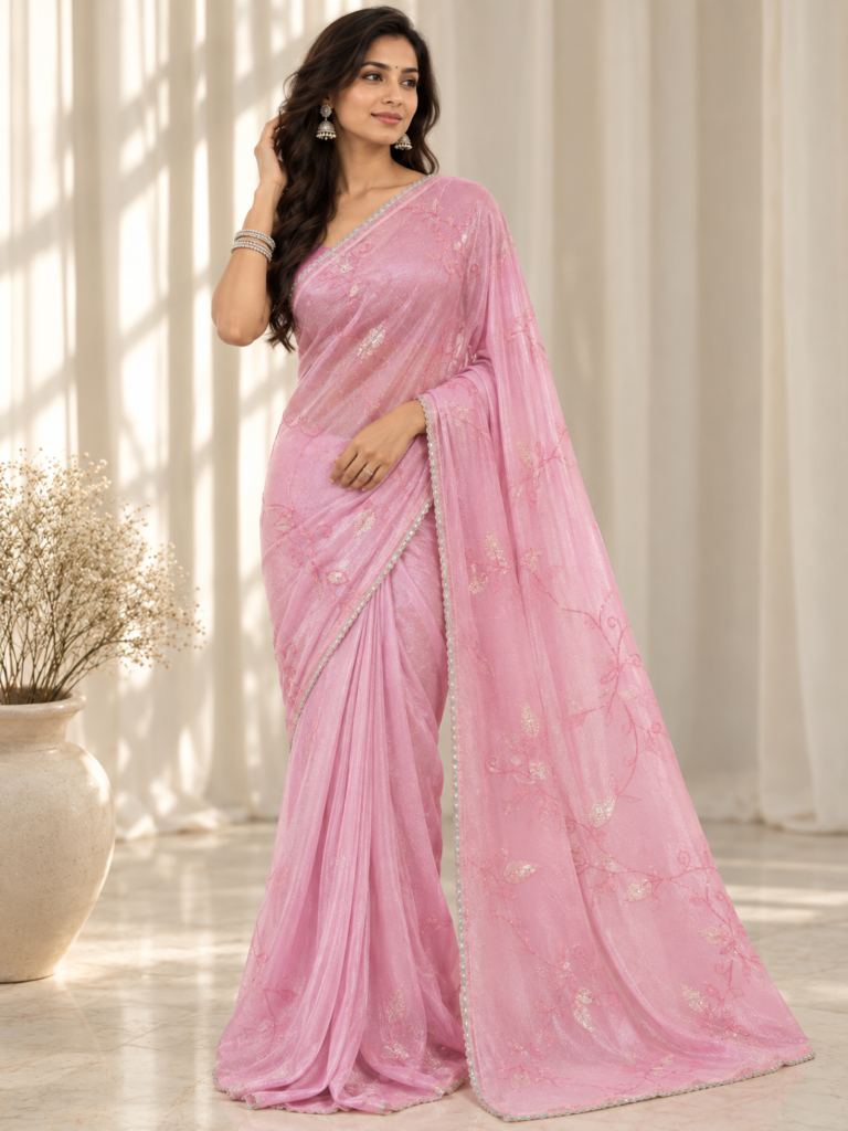 Organza Sequin Work Saree