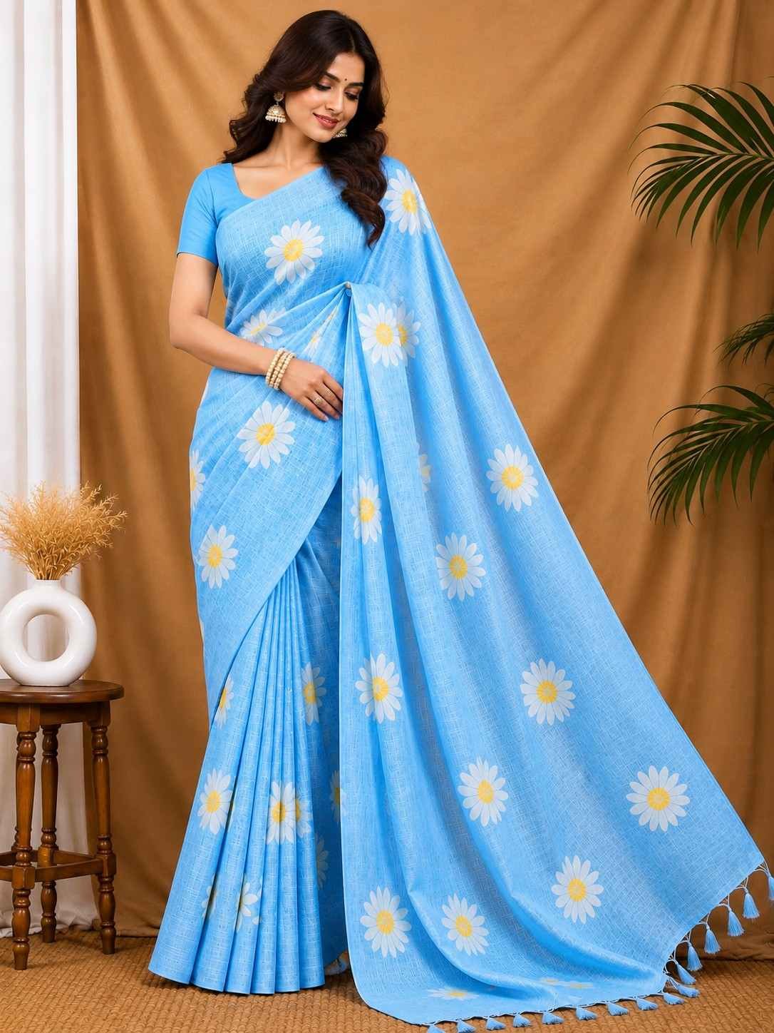 Sunflower Linen Saree