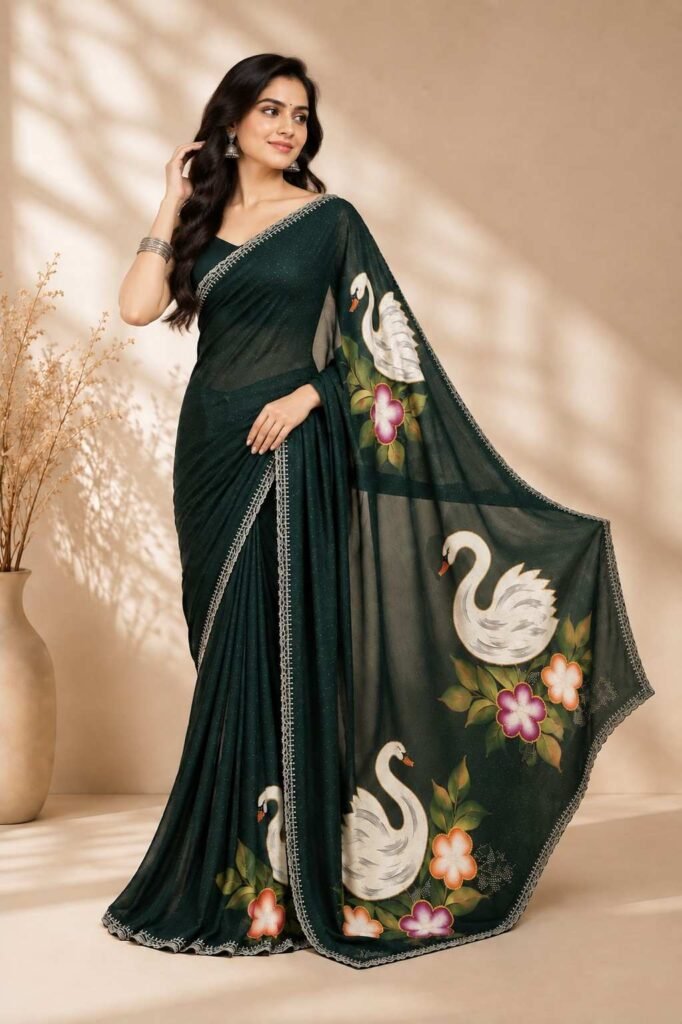 Swann Georgette Digital Print Saree