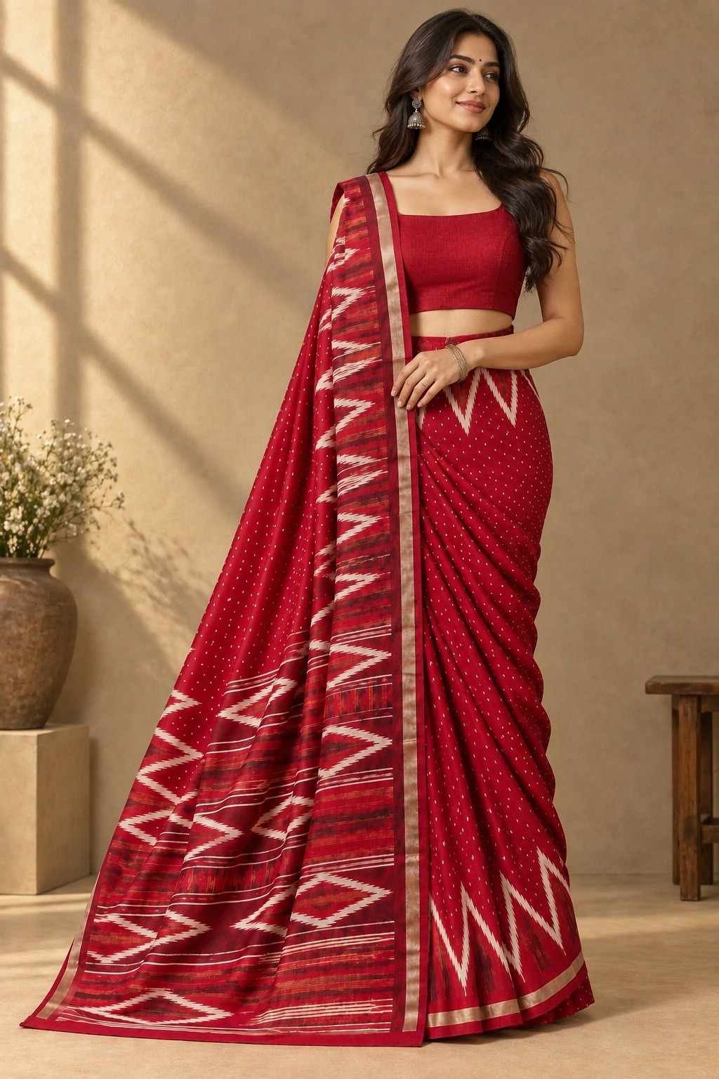 Temple Silk Blend Saree