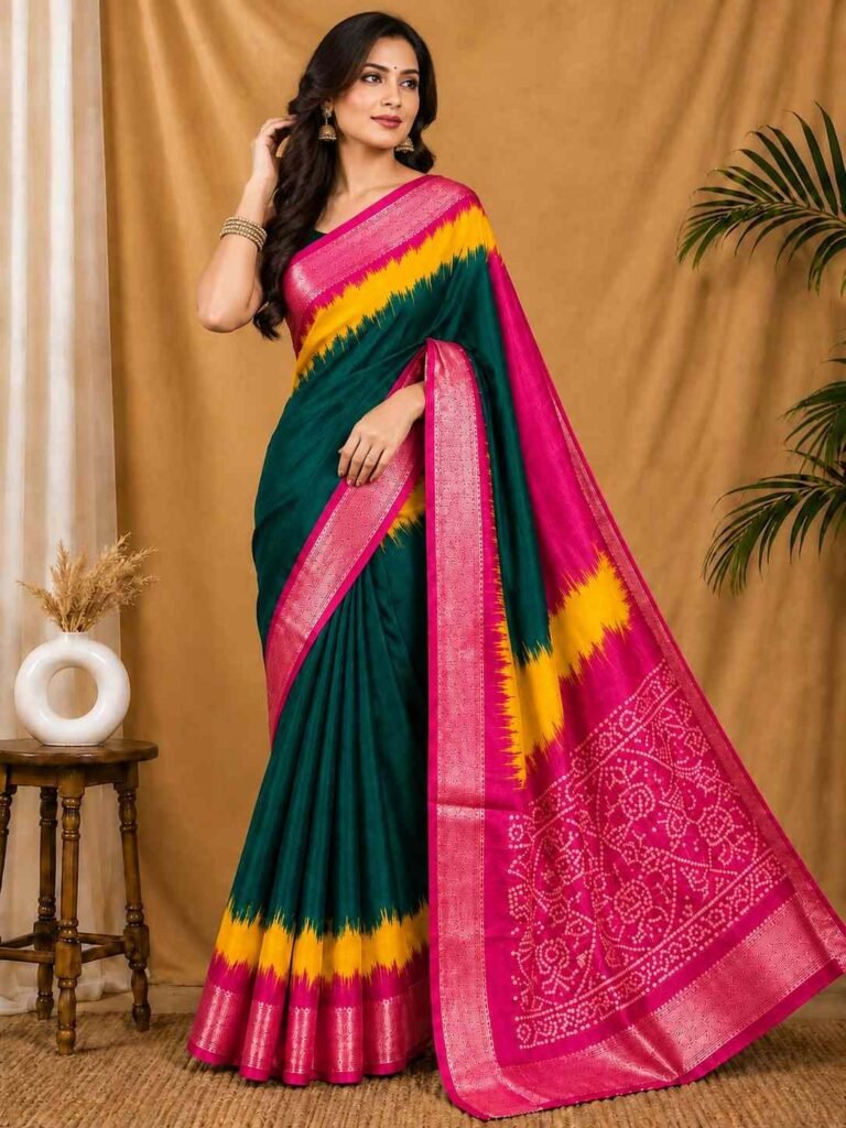 Tri Color Semi Silk Saree
