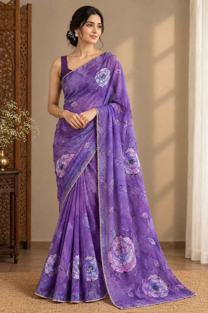 Handwork Georgette saree with antique work