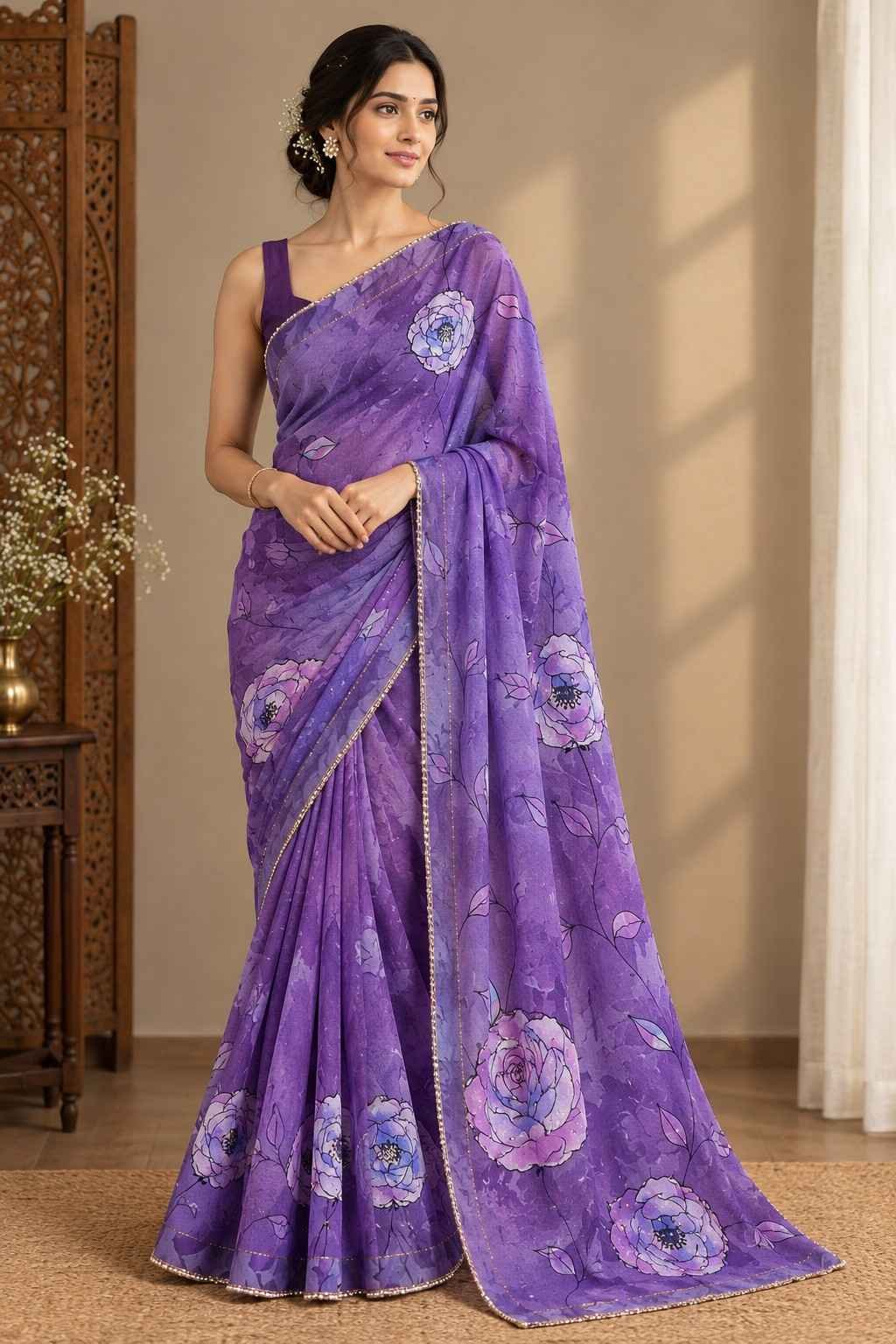 Handwork Georgette saree with antique work